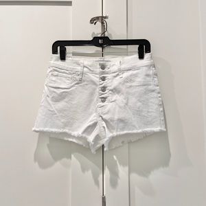 a & f white high-rise buttoned shorts
